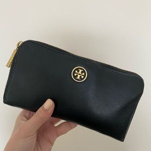 Black and Gold Tory Burch Wallet